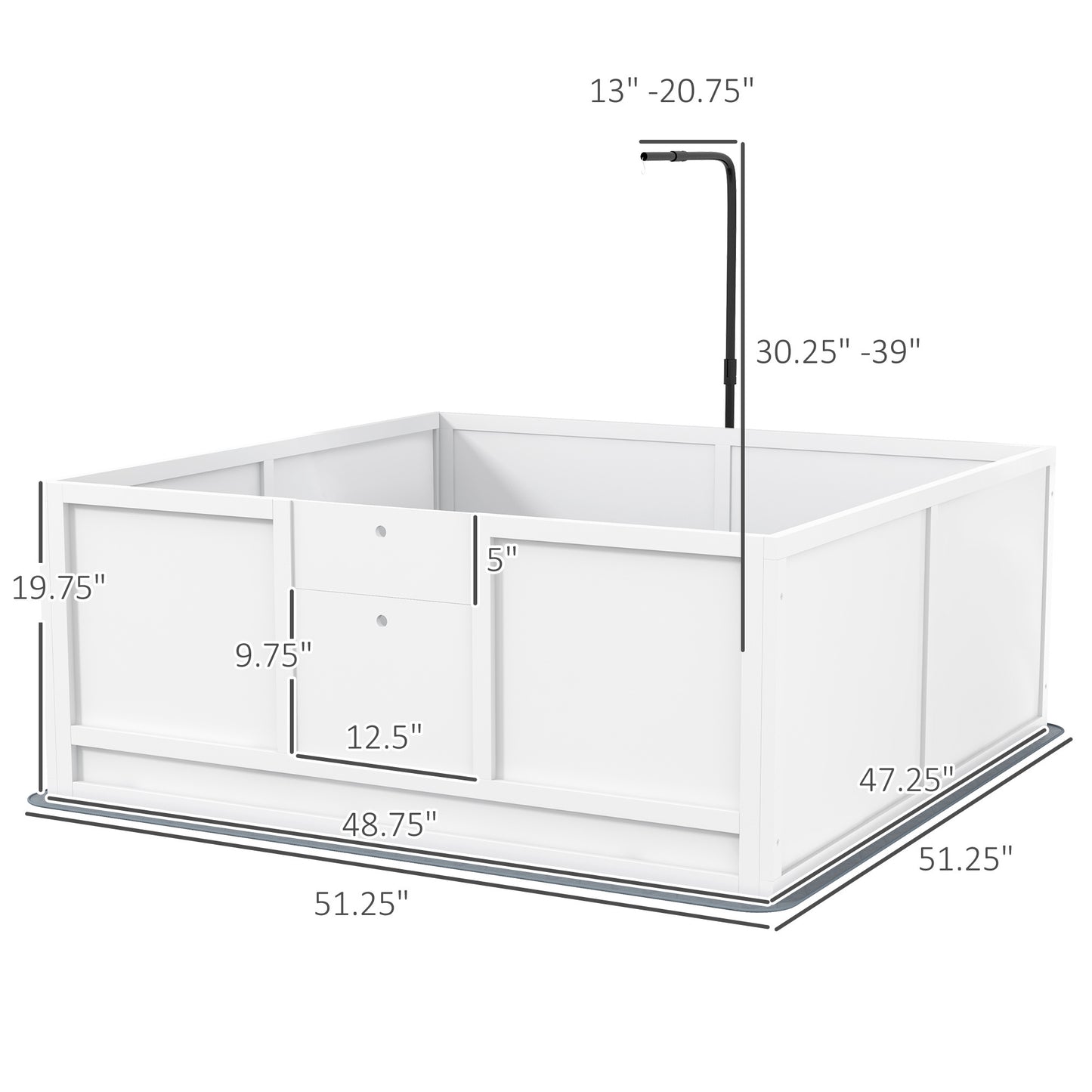 PawHut Whelping Box for Dogs with Retractable Light Stand, Birth Dog Whelping Box for Puppies with Pig Rail, Pee PadAdjustable Height Door for Small, Medium & Large Breed Dogs, 49" x 48"