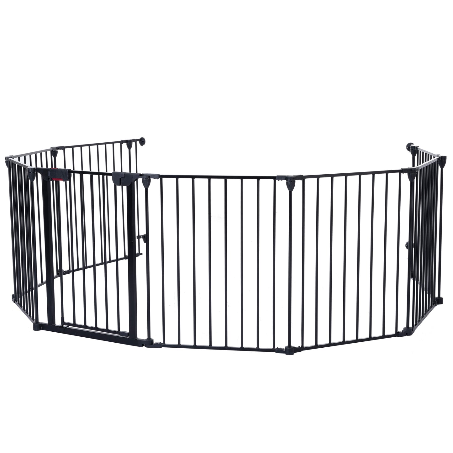 200" Adjustable Safety Gate 8 Panels Play Yard Metal Doorways Fireplace Fence Christmas Tree Fence Gate for House Stairs Gate prohibited area fence