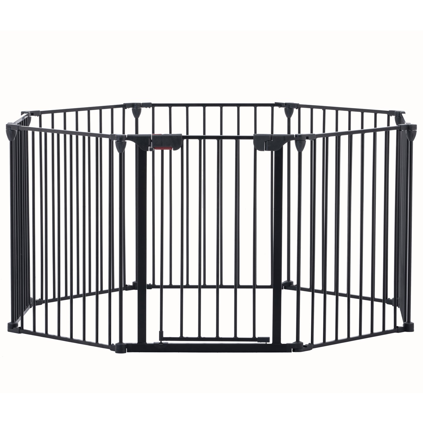 200" Adjustable Safety Gate 8 Panels Play Yard Metal Doorways Fireplace Fence Christmas Tree Fence Gate for House Stairs Gate prohibited area fence