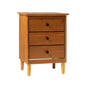 Classic 3-Drawer Solid Wood Nightstand - Caramel