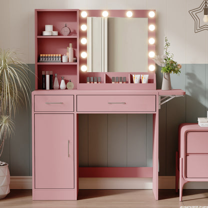 Makeup Vanity Desk with LED Lighted Mirror