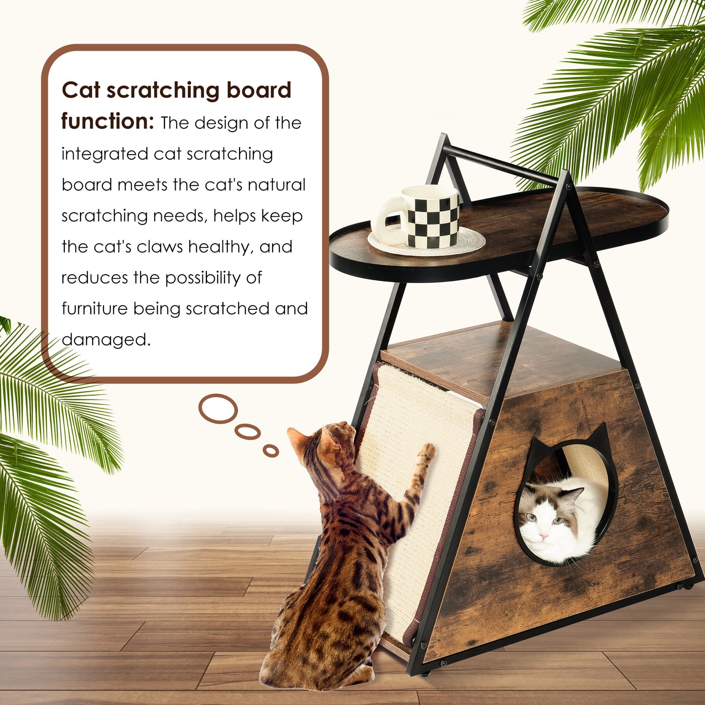 Cat house,end table.Wood cat condo black vintage pet furniture