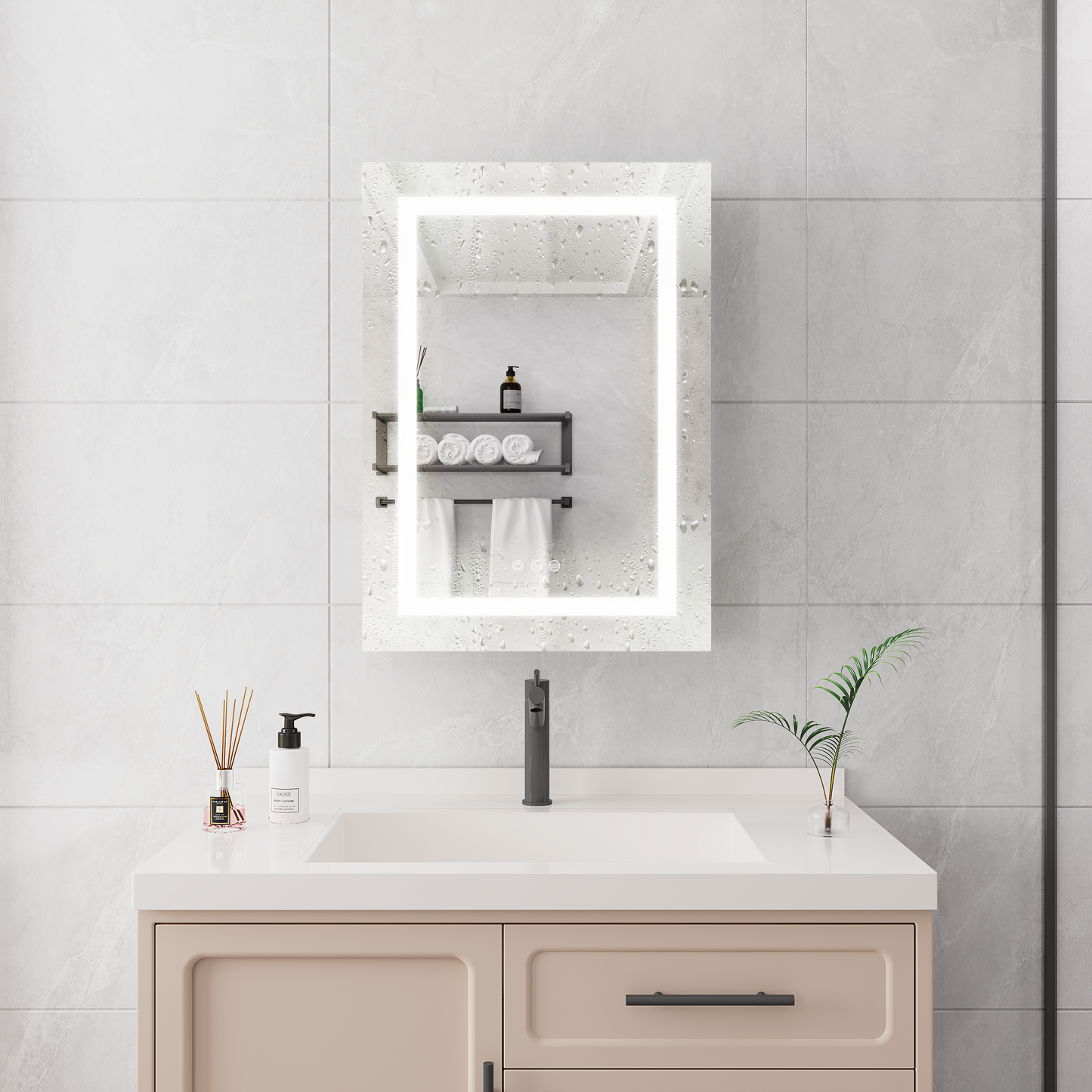 20 X 28 inch Bathroom Medicine Cabinet with Mirror Wall Mounted LED Bathroom Mirror Cabinet with Lights, Anti-Fog, Waterproof, Dimmable,3000K~6000K, Single Door,Touch Swich, Storage Shelves