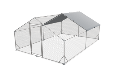 Large Metal Chicken Coop Walk-in Poultry Cage Hen Run House Rabbits Habitat Cage Spire Shaped Coop with Waterproof and Anti-Ultraviolet Cover (13.1' L x 9.8' W x 6.4' H)