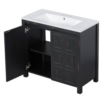 36" Bathroom Vanity Organizer with Sink, Combo Cabinet Set, Bathroom Storage Cabinet, Retro Espresso