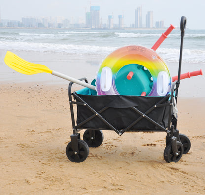 Mini Folding Wagon Garden Shopping Beach Cart (black+blue)